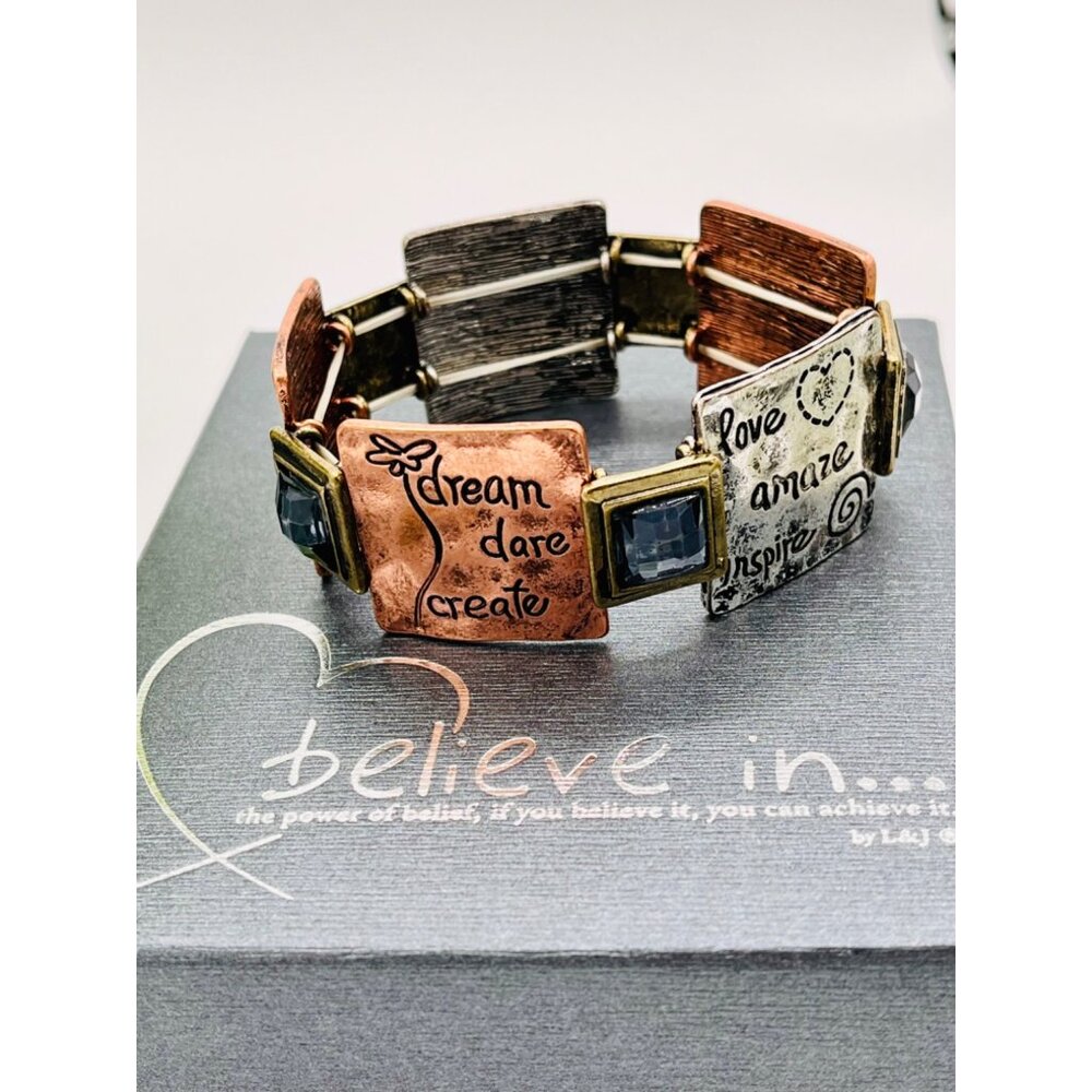 Believe In...  Motivational Stretch Bracelet | Copper | Silver | Stone